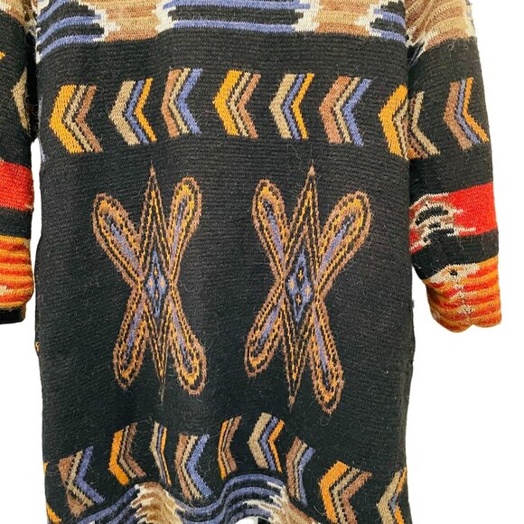 Eugenia By Angenie Womens Hooded Southwestern Coat Multicolor Jacket Acrylic Nyl - Picture 9 of 10